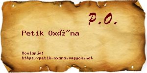 Petik Oxána névjegykártya